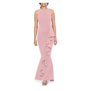 AQUA FORMAL Womens Pink Mermaid Skirt Lined Full-Length Evening Gown Dress 2